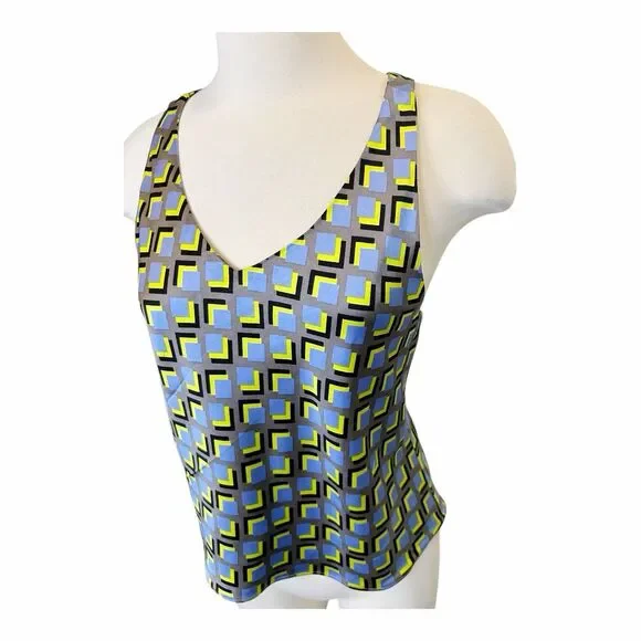 Wildfang The Empower Satin Cami Adjustable Straps Geo Print Sz S - Picture 2 of 6